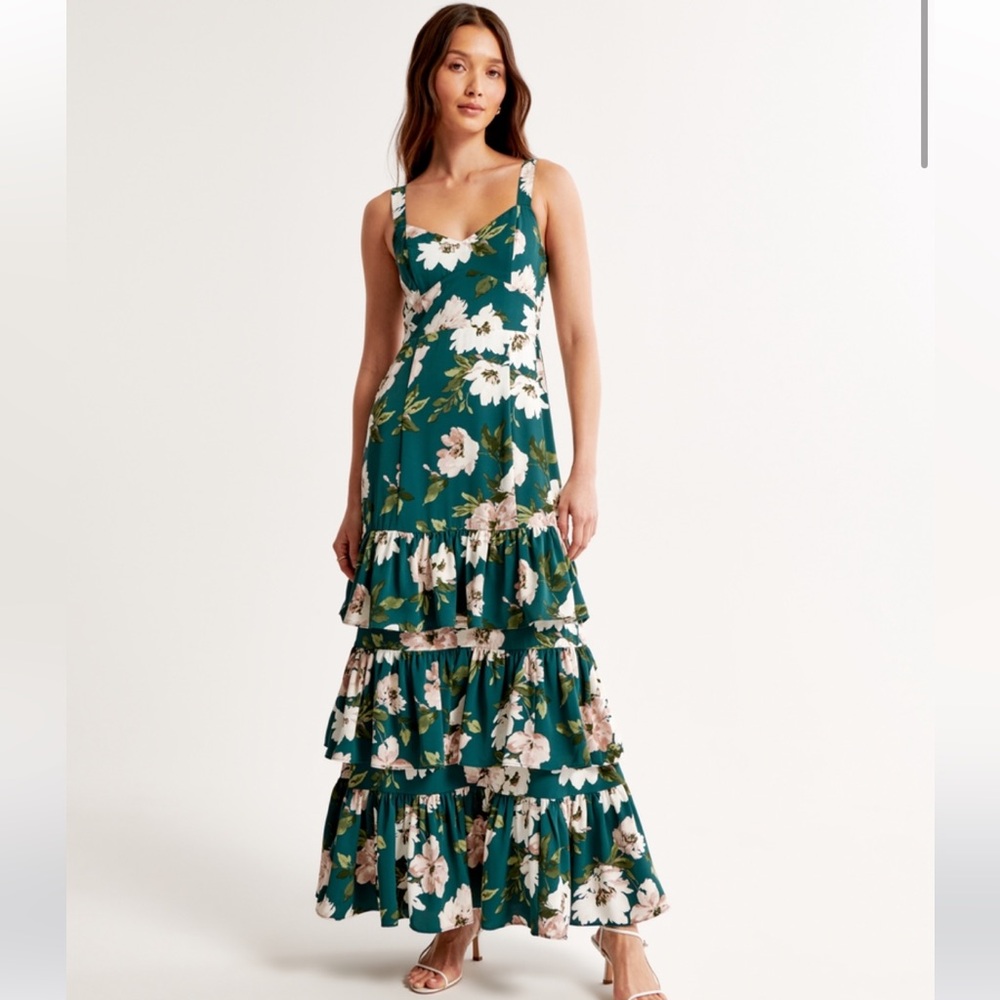 Floral green maxi dress